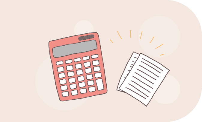 電卓とメモのイラスト